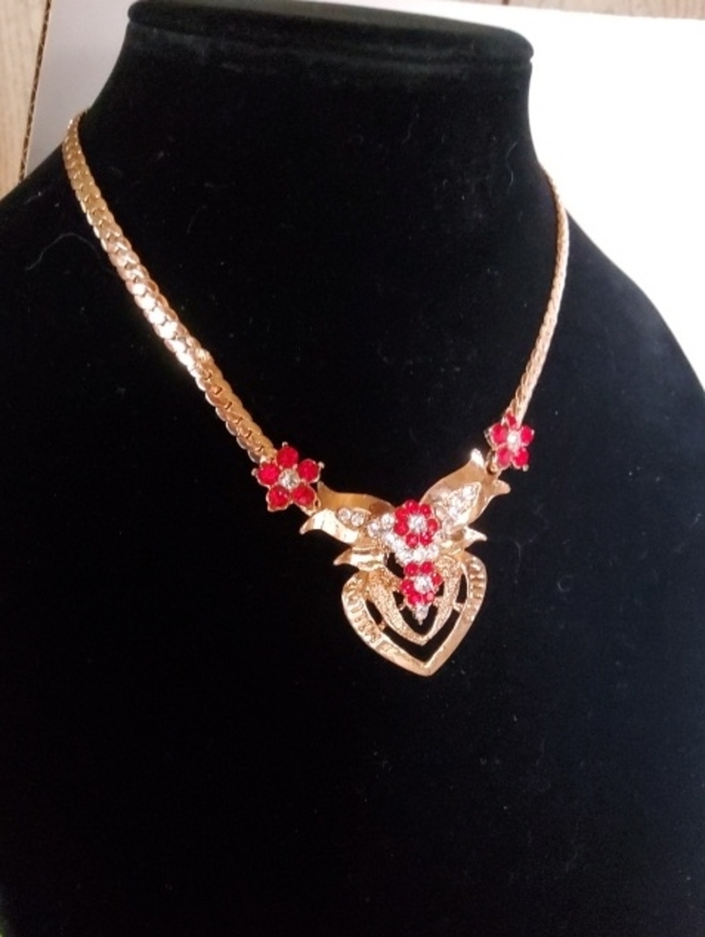 Vintage Faux Ruby/ Diamond Necklace.